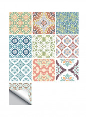 10-Piece Self Adhesive Art Decals DIY Removable Wall Sticker Multicolour 15x15centimeter