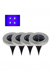 4-Piece 4 LED Solar Powered Waterproof Lawn Lamp Silver/Black 0.594kg