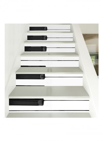 6-Piece 3D Self-Adhesive Staircase Sticker Set White/Black 19x5.5x5.5centimeter