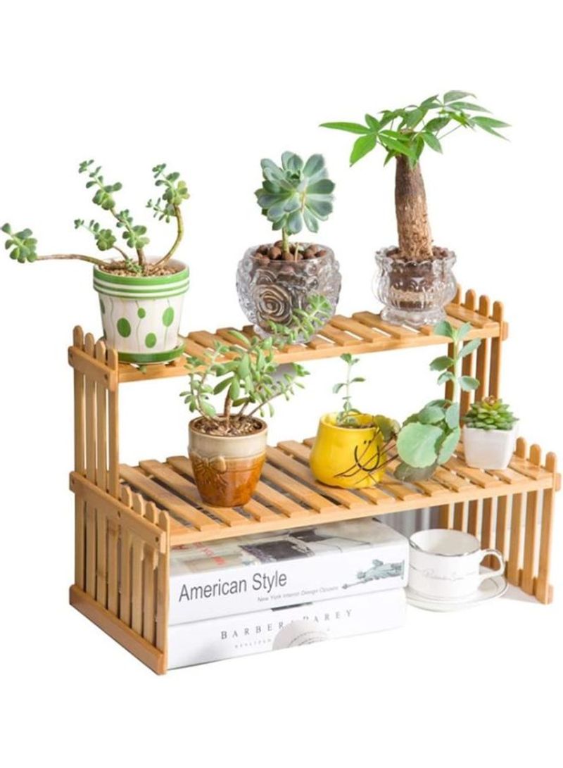 2 Tier Tabletop Plant Display Stand Brown