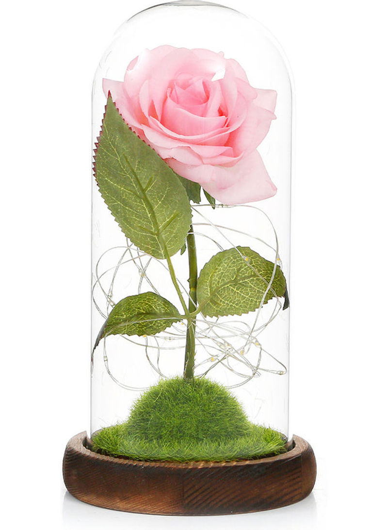Artificial Rose Flower with LED Light Pink 26.50 x 13 x 13cm