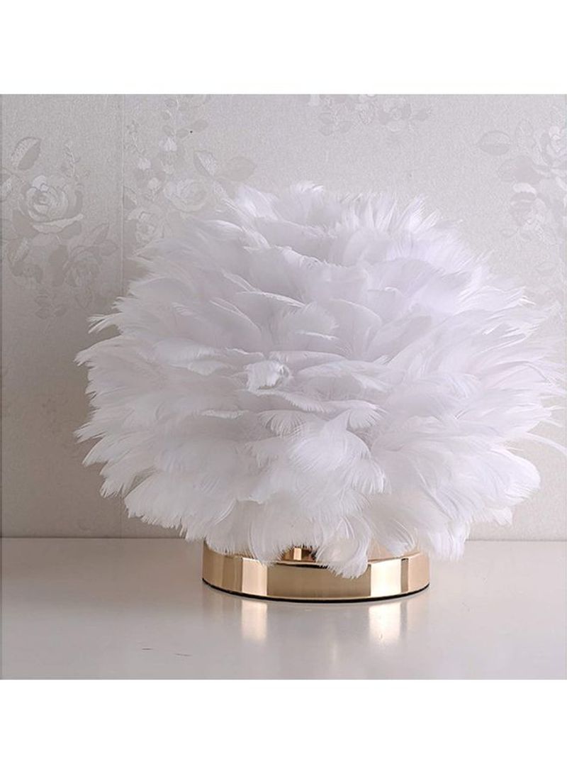 Feather LED Bedside Table Lamp White