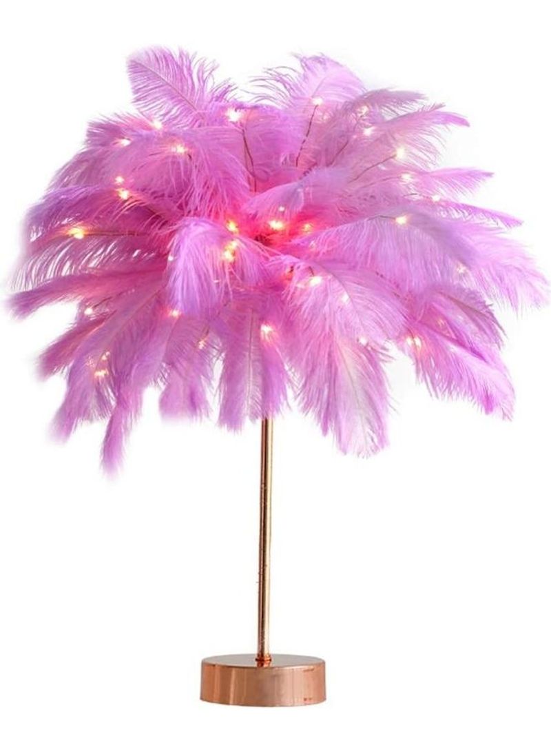 Feather Detail Table Lamp Yellow