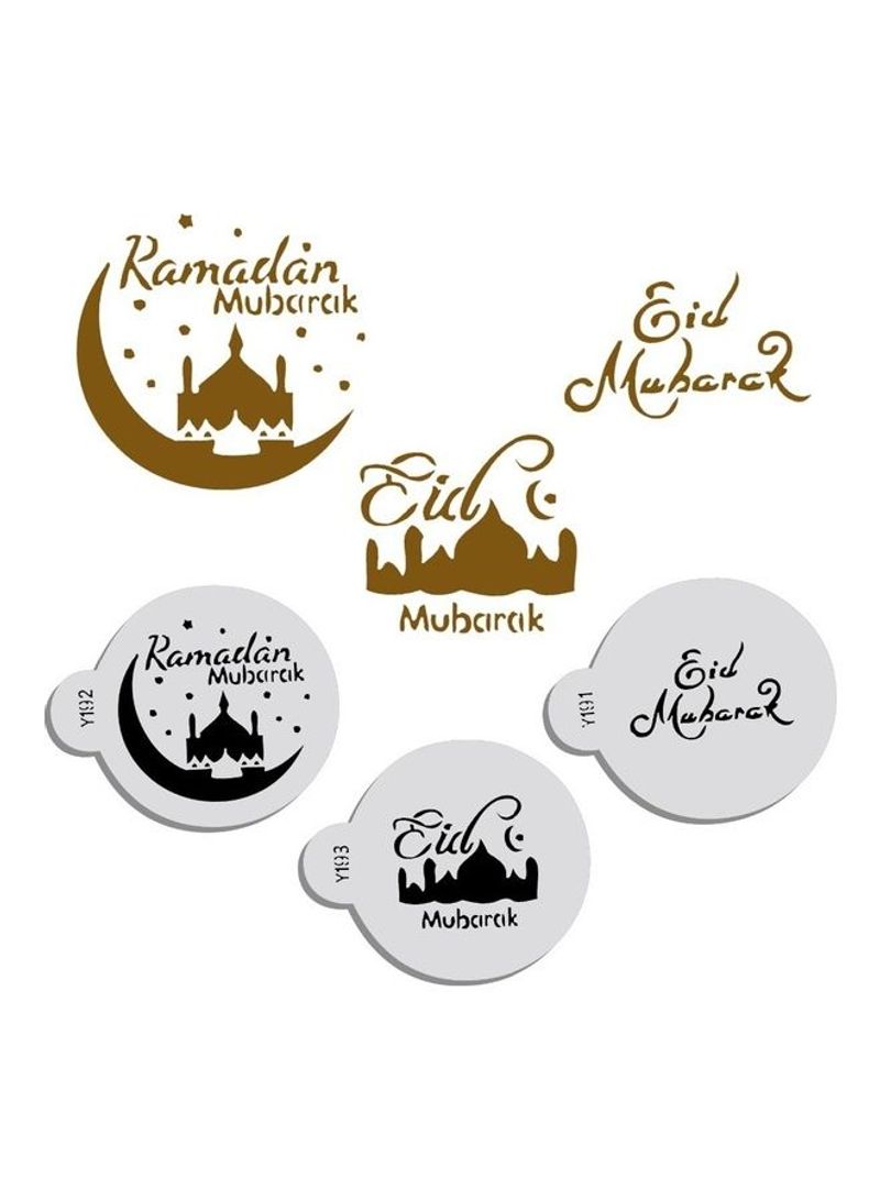 3-Piece Eid Ramadan Pattern Cake Spraying Tool White 7x7x0.15cm