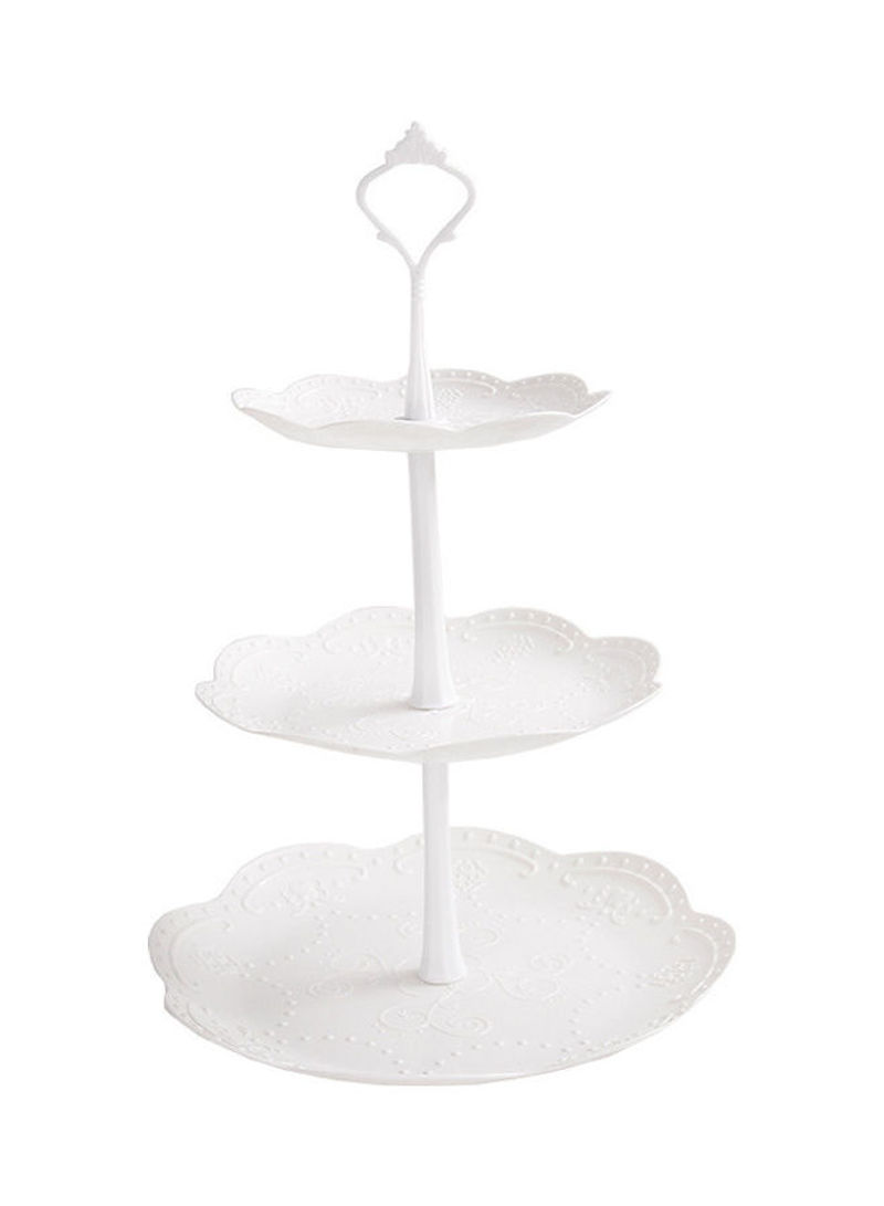 3-Tiers Fruit Cake Stand White 24x24x37cm