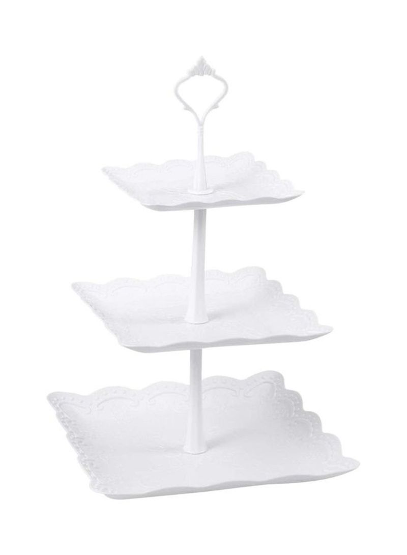 3 Tier Cake Display Stand And Fruit Plate Square(white)