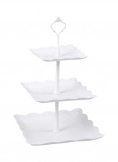3 Tier Cake Display Stand And Fruit Plate Square(white)