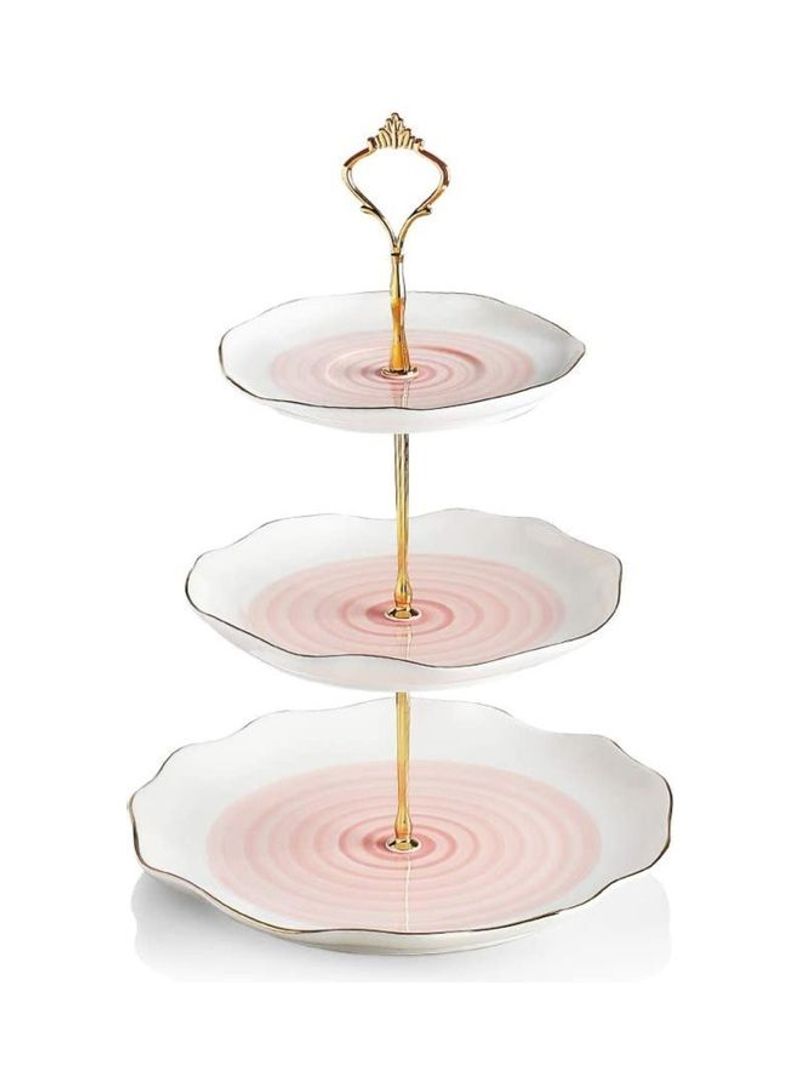 1 Piece 3 Tier Cake Display Stand And Fruit Plate Pink2