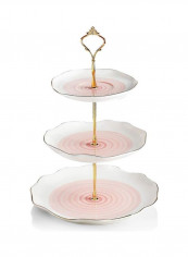 1 Piece 3 Tier Cake Display Stand And Fruit Plate Pink2