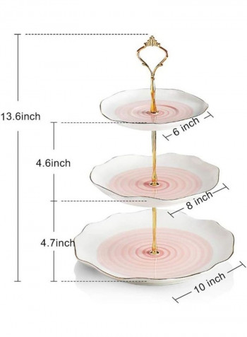 1 Piece 3 Tier Cake Display Stand And Fruit Plate Pink2
