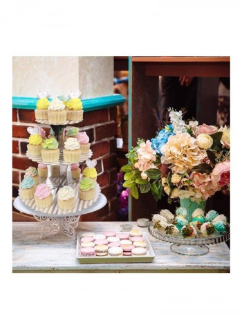3 Tier Cake Display Stand And Fruit Plate Silver Striped