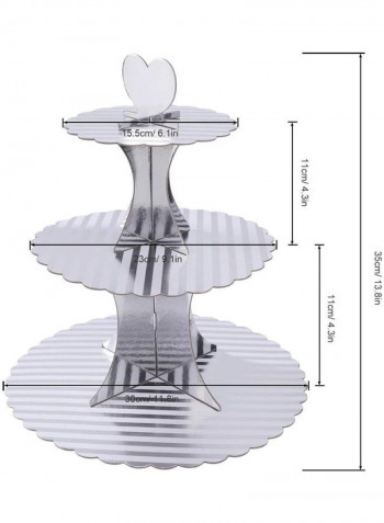 3 Tier Cake Display Stand And Fruit Plate Silver Striped