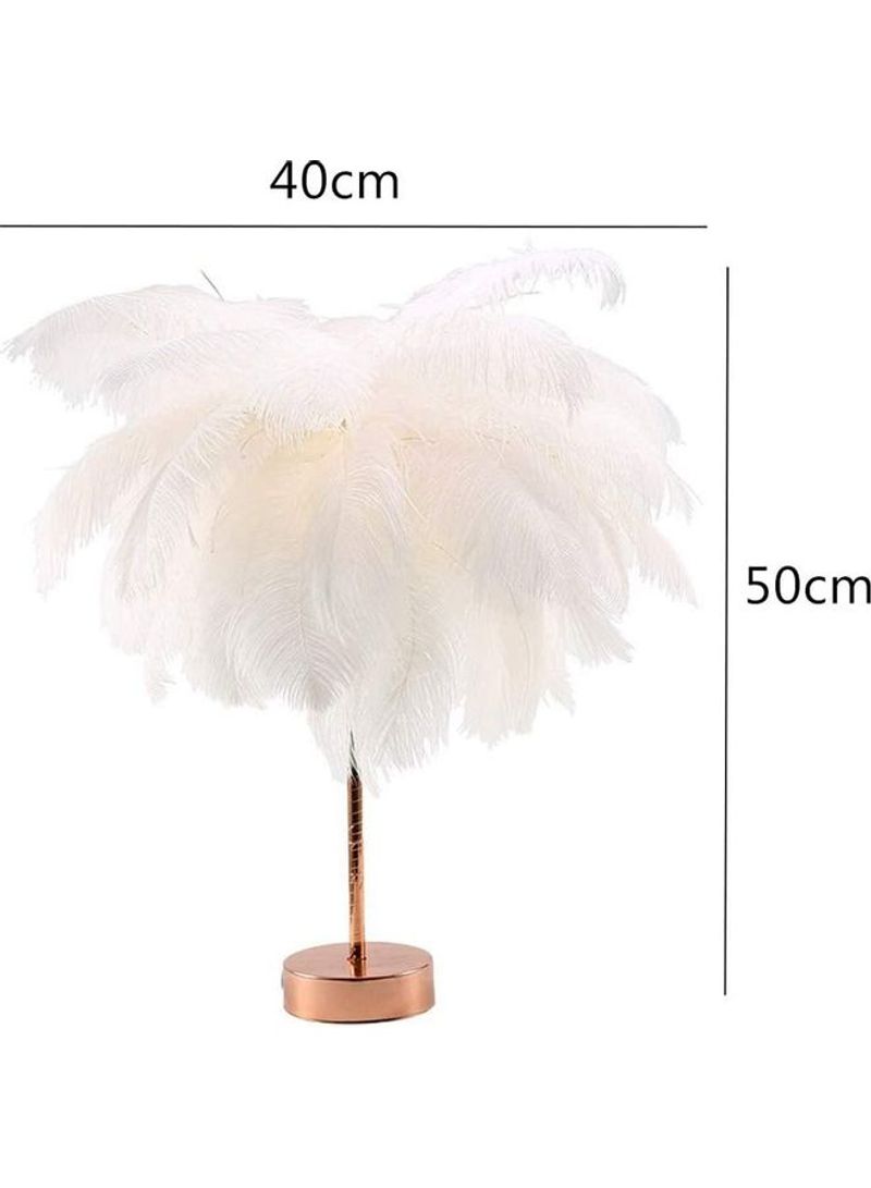 LED Feather Detail Table Lamp White/Rose Gold