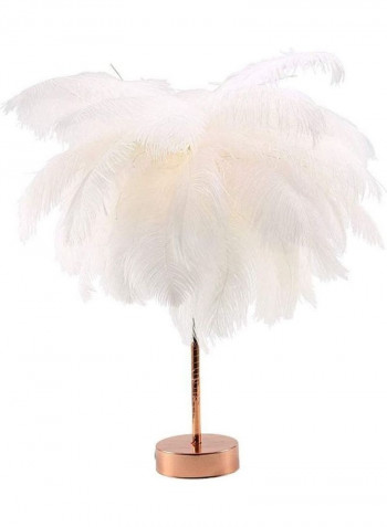 LED Feather Detail Table Lamp White/Rose Gold