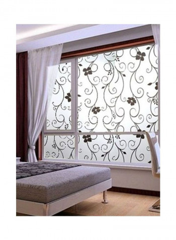 Qiangtie Opaque Floral Pattern Glass Window Sticker Black 45x100centimeter