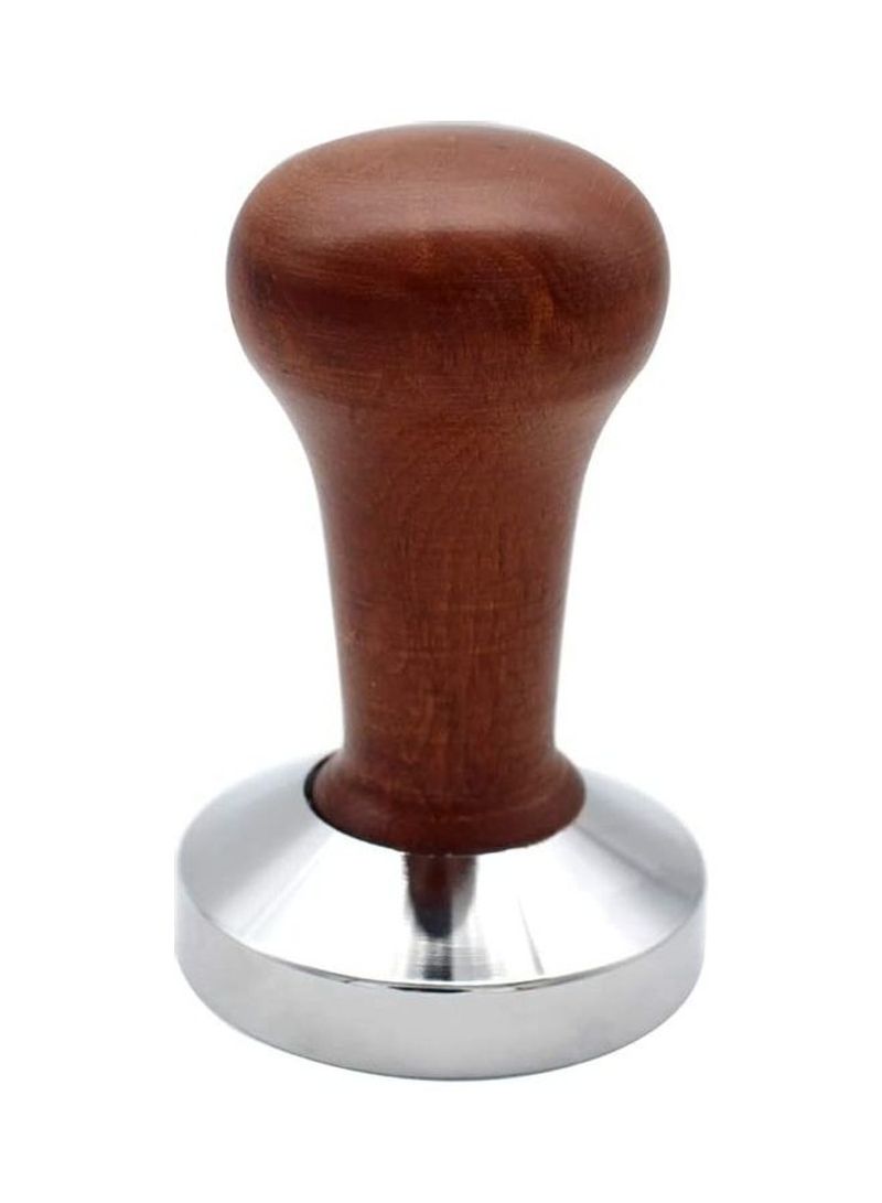 Espresso Tamper Stainless Steel Base With Solid Wooden Handle Brown/Silver