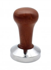 Espresso Tamper Stainless Steel Base With Solid Wooden Handle Brown/Silver