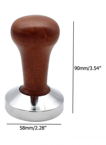 Espresso Tamper Stainless Steel Base With Solid Wooden Handle Brown/Silver