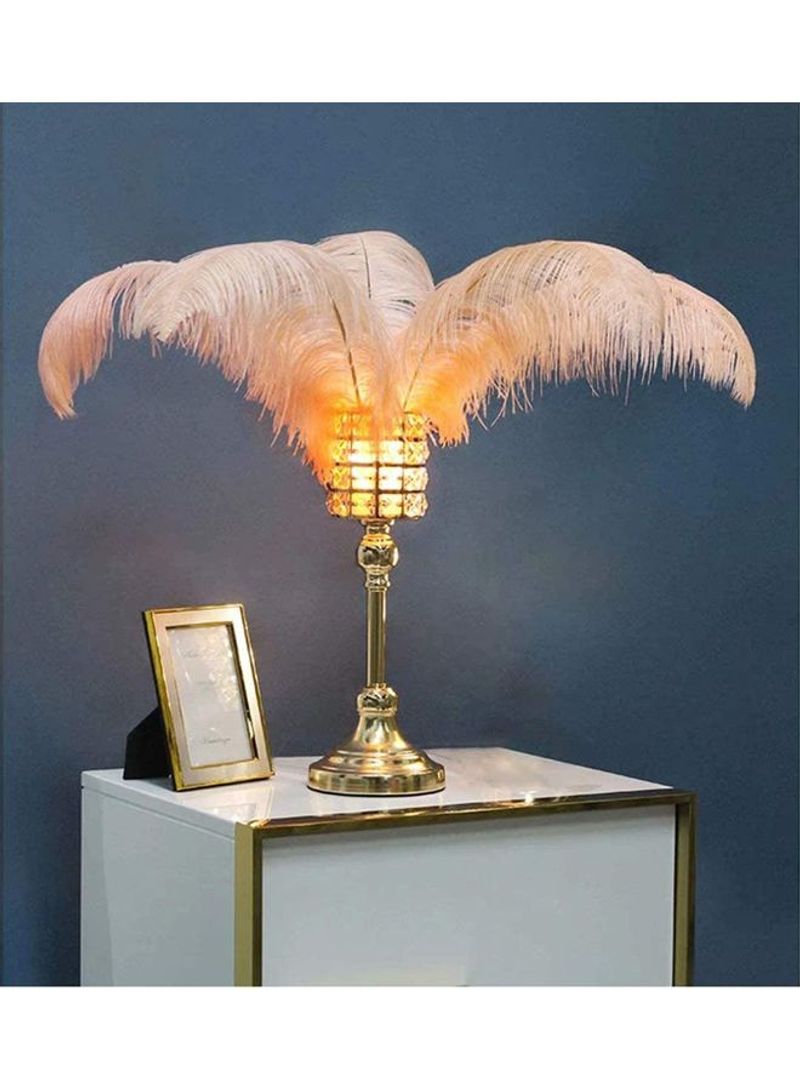 Feather LED Bedside Table Lamp Gold/Clear/Pink