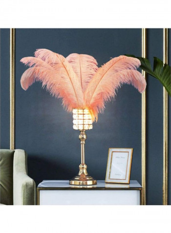 Feather LED Bedside Table Lamp Gold/Clear/Pink