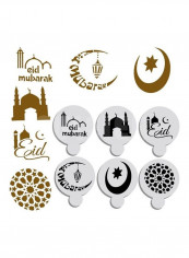 6-Piece Eid Ramadan Pattern Cake Spraying Tool White 7x7x0.15cm