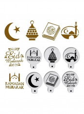 6-Piece Eid Ramadan Pattern Cake Spraying Tool White 7x7x0.15cm