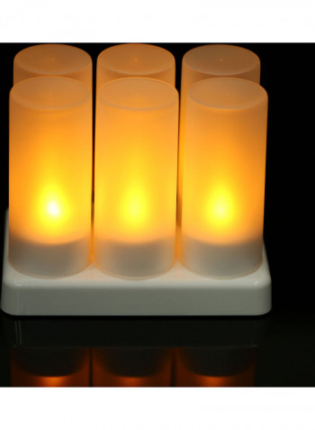 6-Piece Rechargeable LED Remote Control Candles Light Set White