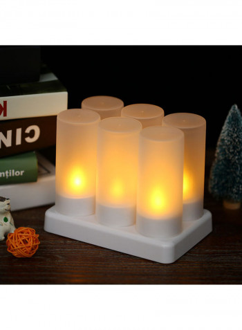 6-Piece Rechargeable LED Remote Control Candles Light Set White