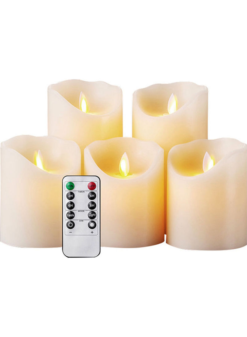 5-Piece Flameless LED Candle Light White 39.60 x 10.70 x 19.70cm