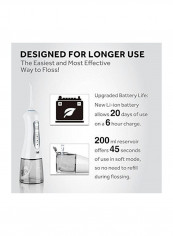 Portable Cordless Water Flosser White/Grey/Green 200ml