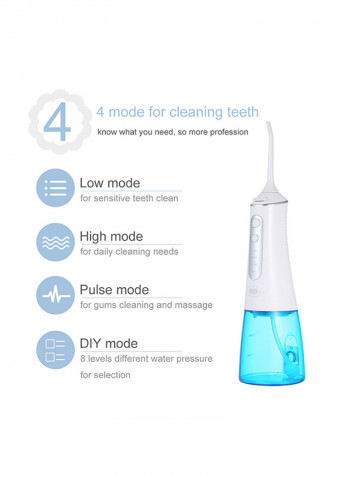 Waterproof Portable USB Rechargeable Teeth Cleaner Blue/Clear 300ml