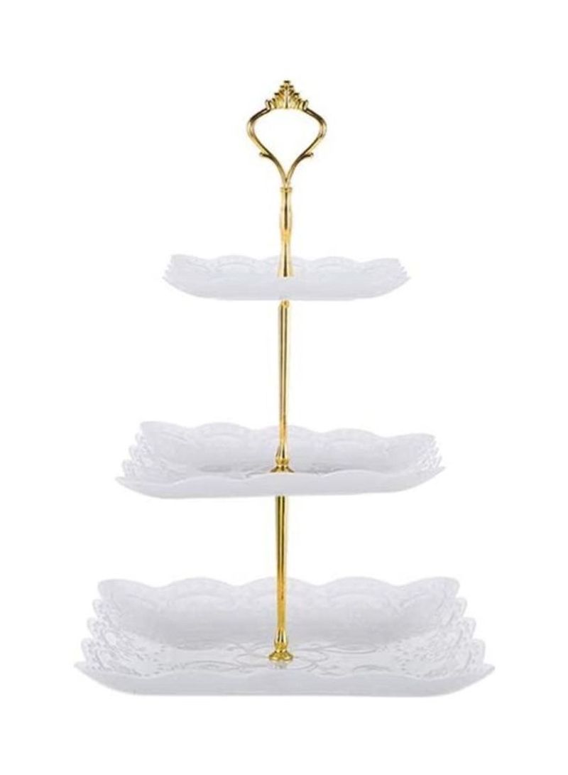 1 Piece 3 Tier Cake Display Stand And Fruit Plate White 38cm