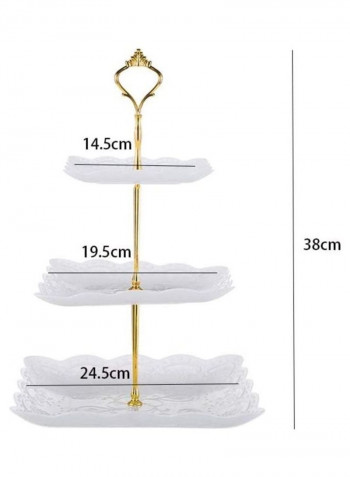 1 Piece 3 Tier Cake Display Stand And Fruit Plate White 38cm