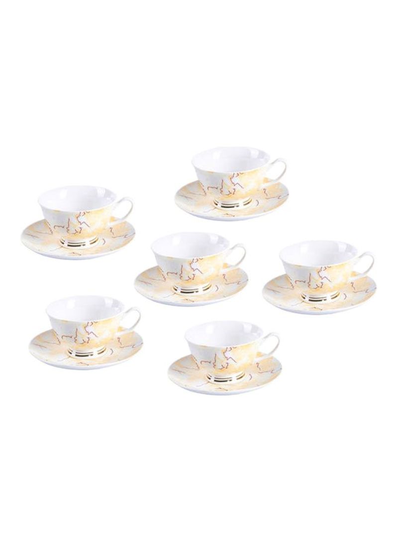 12-Piece Cup And Saucer Set White/Beige 12.5x6cm