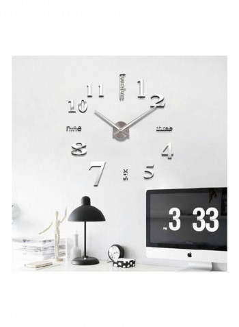 3D Acrylic Sticker Wall Clock Silver