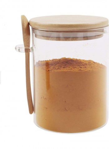 3-Piece Bowl with Bamboo Lid and Spoon Clear/Brown 800 x 3ml