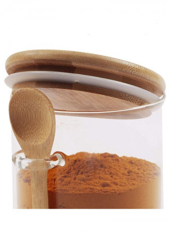 3-Piece Bowl with Bamboo Lid and Spoon Clear/Brown 800 x 3ml