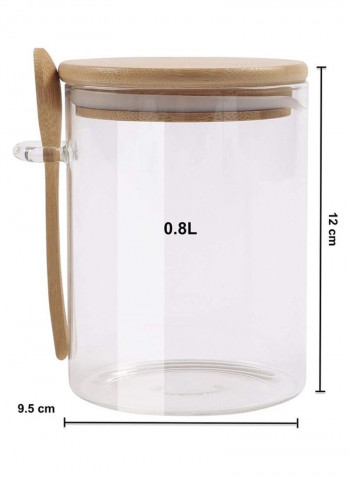 3-Piece Bowl with Bamboo Lid and Spoon Clear/Brown 800 x 3ml