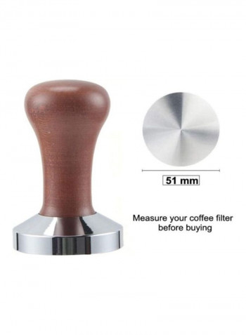 Coffee Tamper With Stainless Steel Base And Solid Wood Handle Brown/Silver