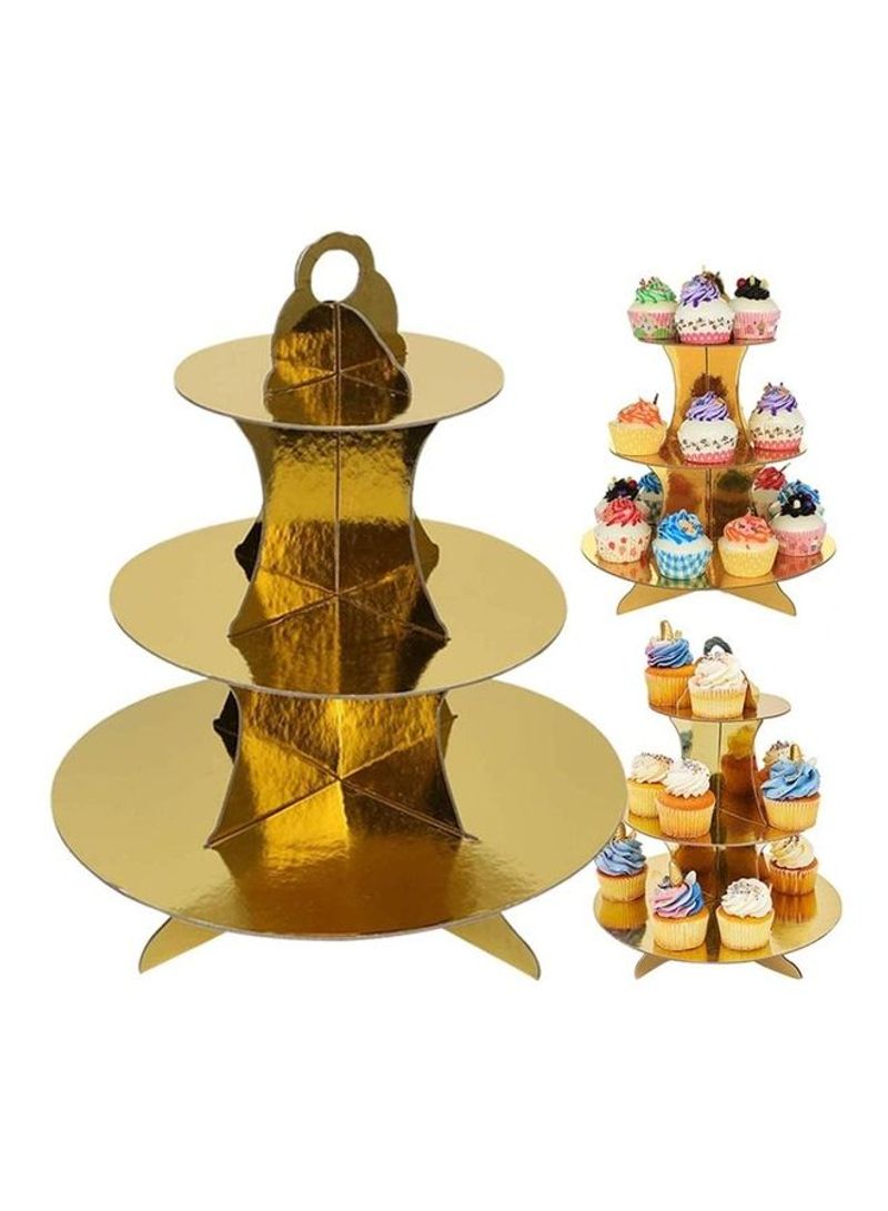1 Piece 3 Tier Cake Display Stand And Fruit Plate Gold