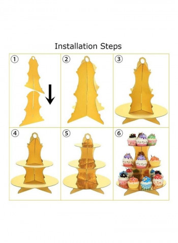 1 Piece 3 Tier Cake Display Stand And Fruit Plate Gold