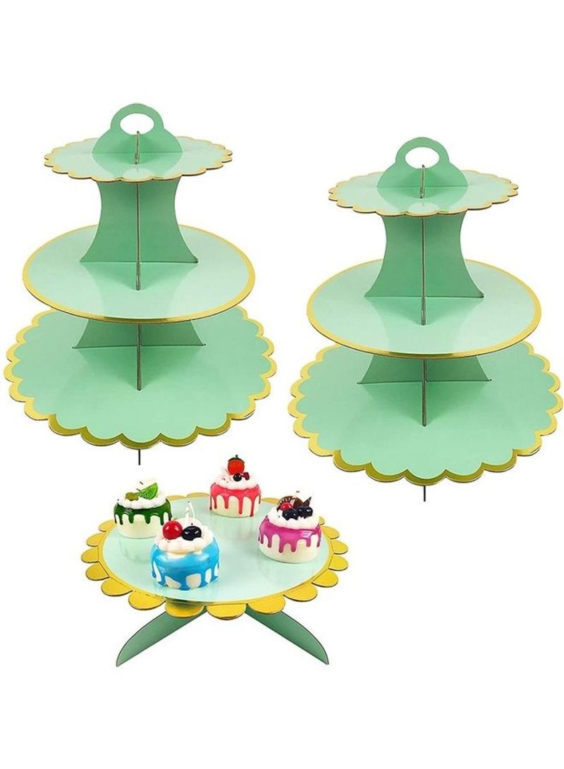 1 Piece 3 Tier Cake Display Stand And Fruit Plate Green