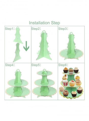 1 Piece 3 Tier Cake Display Stand And Fruit Plate Green