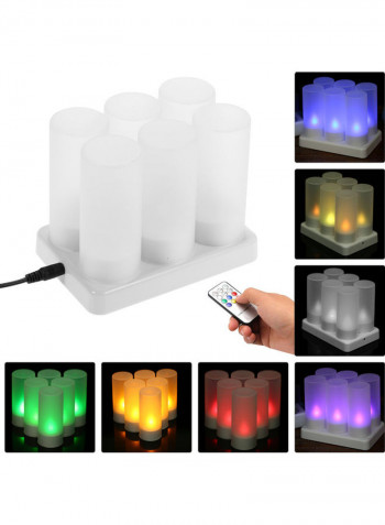 6-Piece Rechargeable LED Remote Control Candle Light Set Multicolour