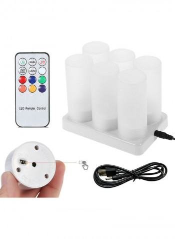 6-Piece Rechargeable LED Remote Control Candle Light Set Multicolour