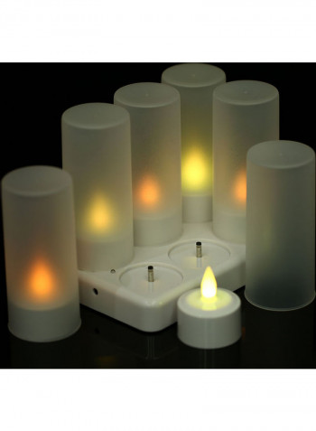 6-Piece Rechargeable LED Remote Control Candle Light Set Multicolour