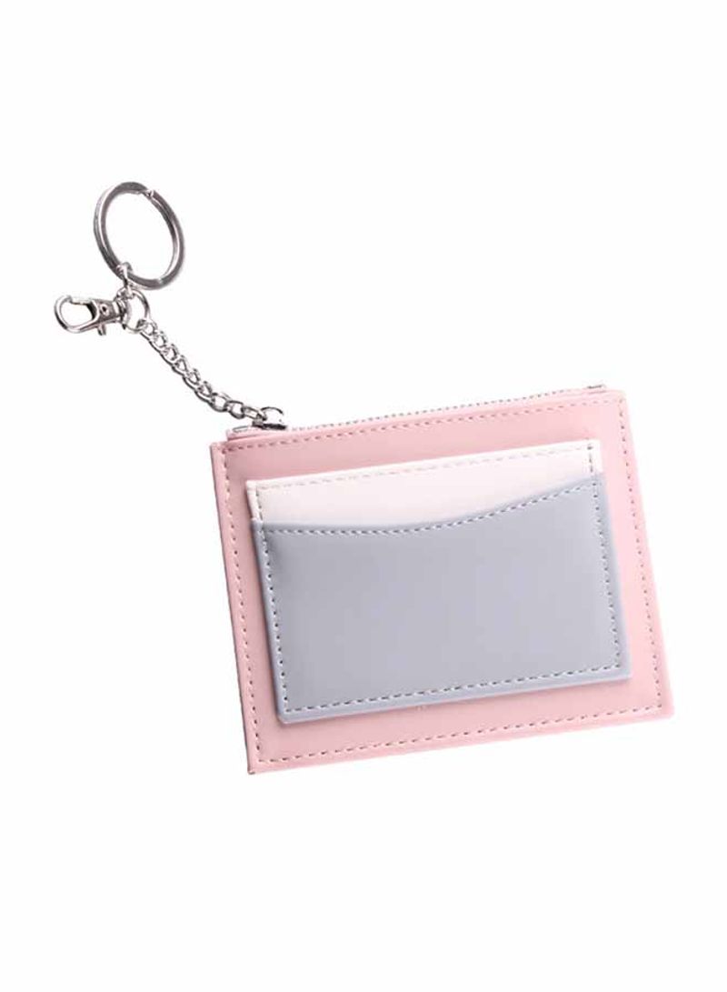Leather Mini Coin Purse Pink/Grey/White