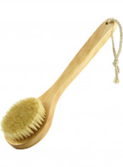 Bath Body Brush With Wooden Handle Beige 36x8x13cm