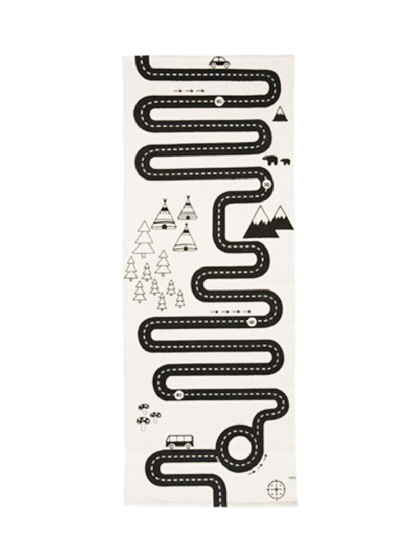Car Racing Game Print Kid's Room Decor Anti-Skid Rug White/Black 180 x 70centimeter