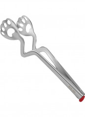 Cute Cat Claw Shape Stainless Steel Bread Steak Food Clip Silver 26.5x4.8x6.3cm